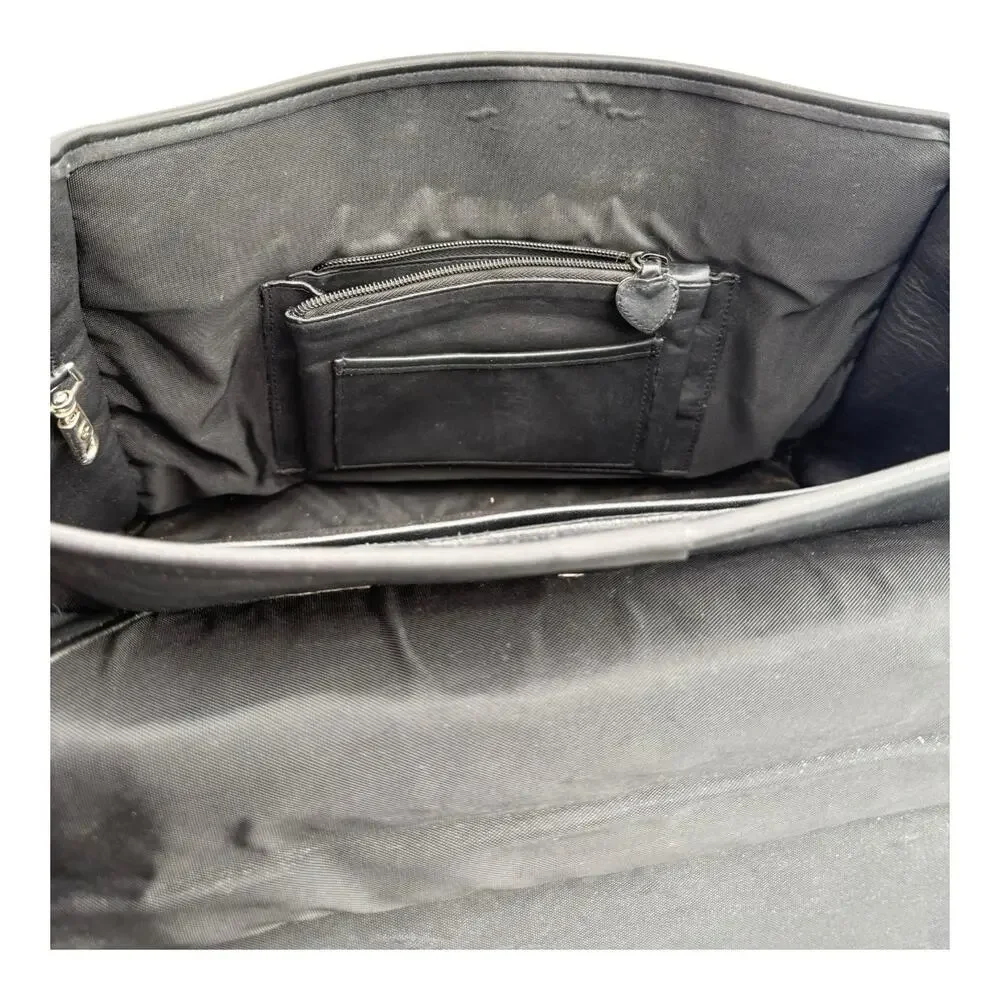 Brighton Black‎ Leather Briefcase Satchel Laptop Travel Shoulder Bag Vintage VGC